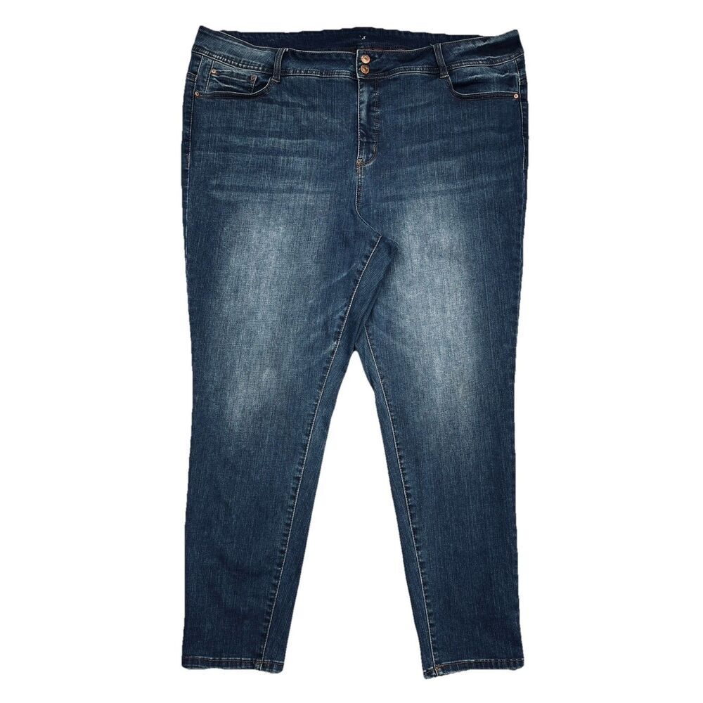 Wallflower Skinny Jeans Womens Plus 24W Dark Blue Stretch Denim Measures 45 x 28